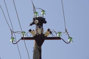 Post Wire Insulators close-up against the sky
