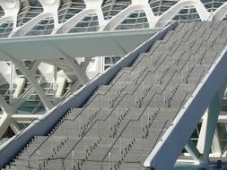 Stairs of the Oceanografic, in light, in Valencia, Spain