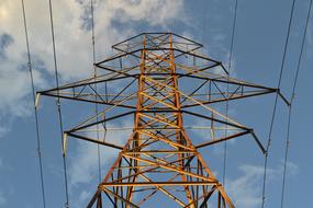 Power Lines Tower Metal against the sky