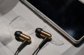 golden black Sony Headphones