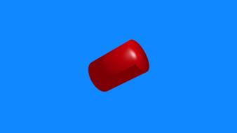 red geometric shape on blue background