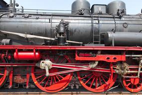 steam locomotive wheels on the railway