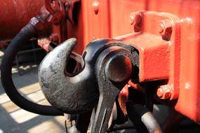 engine in a steam locomotive close up