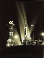 rocket launch pad in florida at night