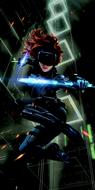 poster with futuristic woman
