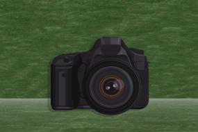 camera on the green background