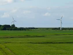 Wind Turbine Energy on meadow