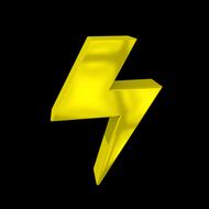 3d, yellow electricity sign, at black background, clipart