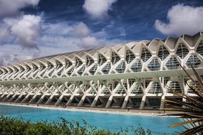 modern symmetrical architecture in the city of sciences in valencia