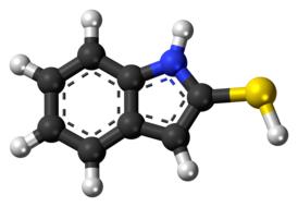 Colorful model of Mercaptoindole, at white background, clipart