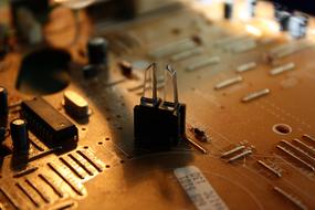Circuit Board Microprocessor close-up in blurred background