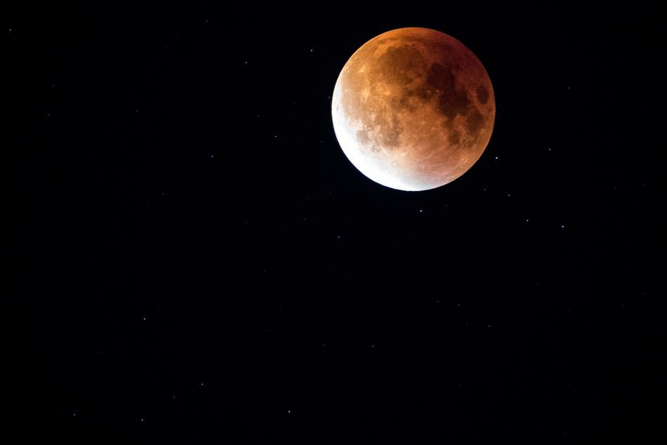 Beautiful Bloodmoon in the space, at the Lunar Eclipse