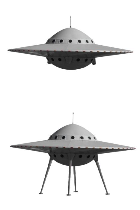 drawn two UFOs on a white background