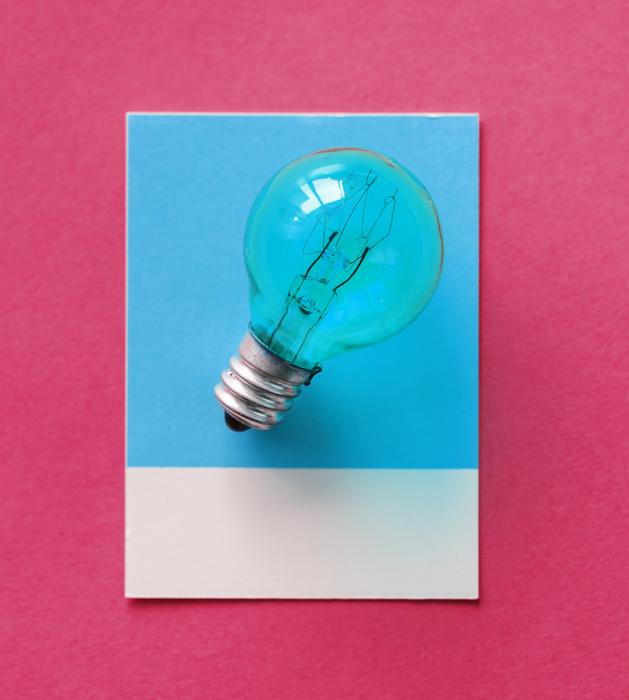 Blue Bulb pink Card