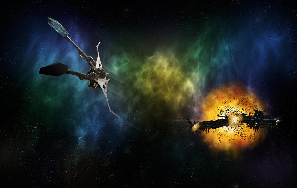 spaceships in space