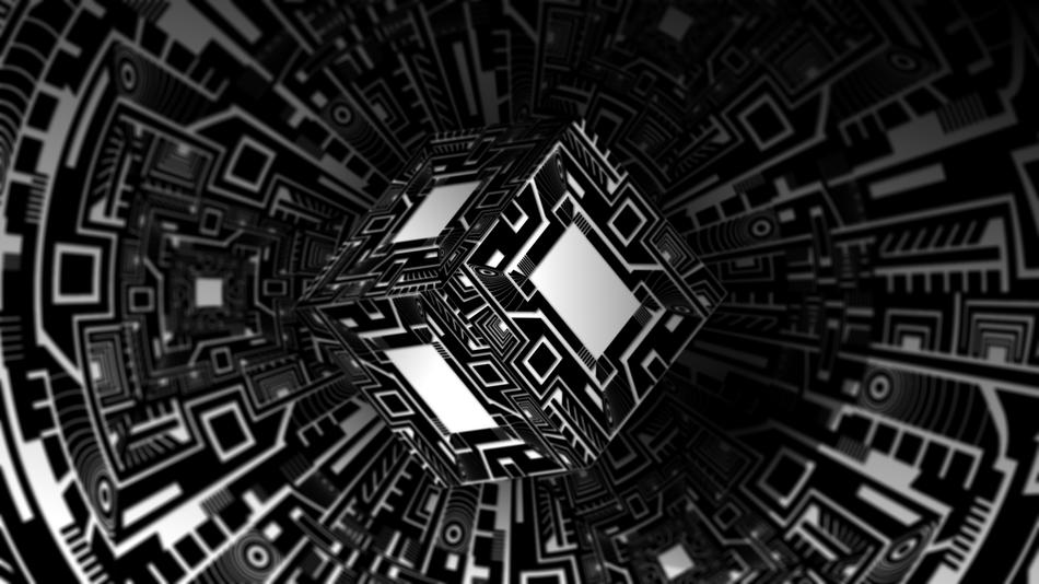 Black and white clipart with the cube in patterns