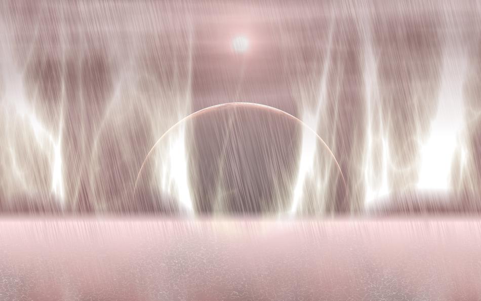 abstract pink foggy planet, digital art