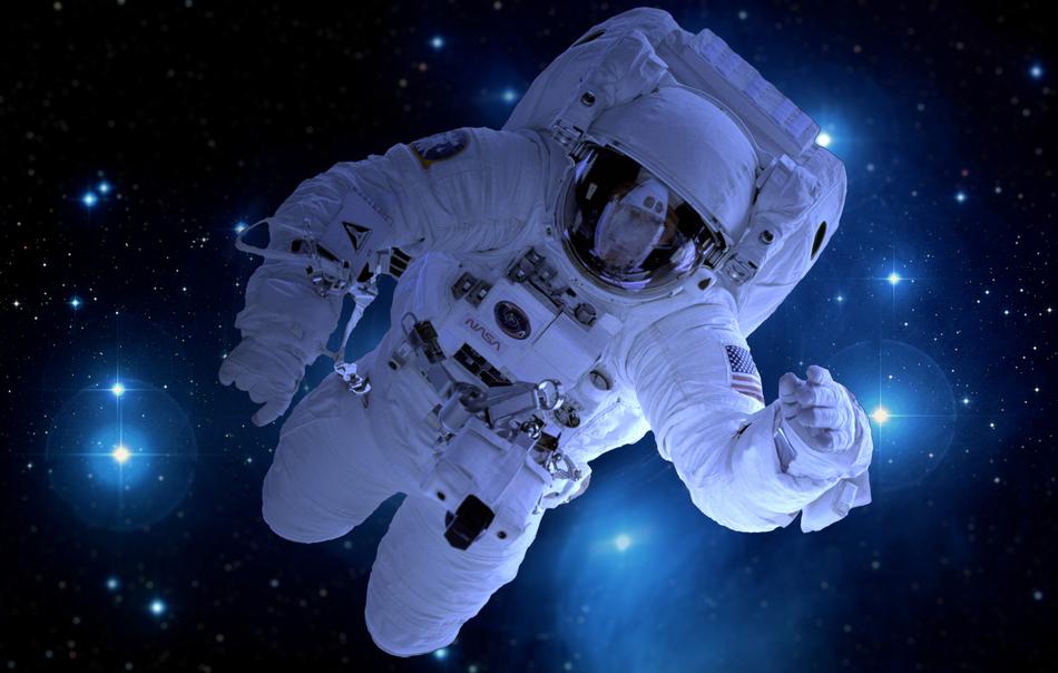 astronaut in blue universe