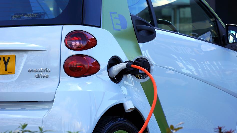 Electric Car close-up on charging