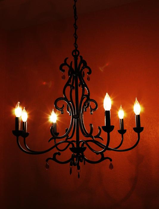 chandelier in dark interior design