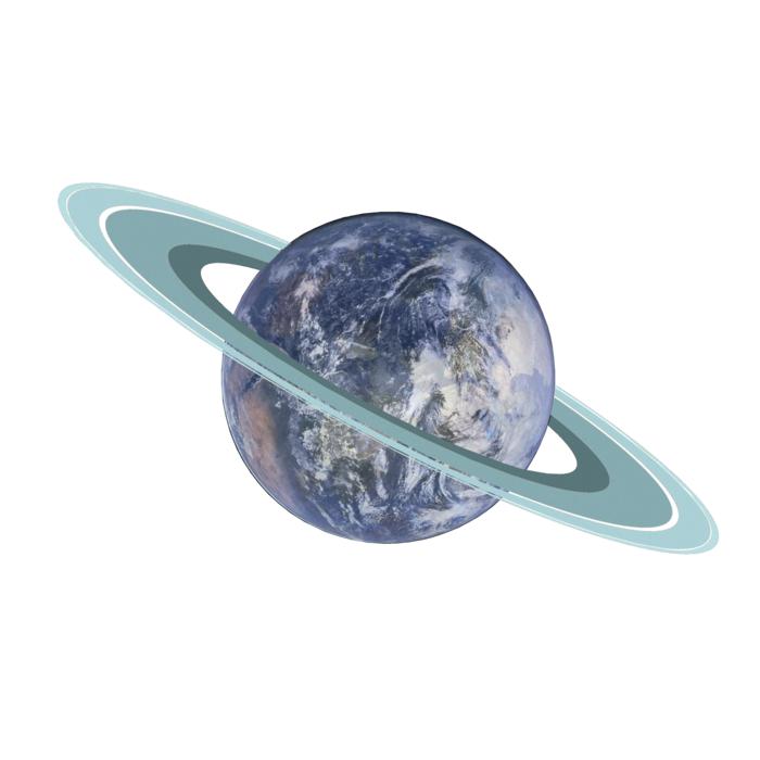 painted planet with rings on a white background
