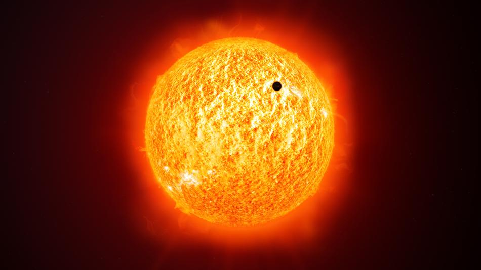 Mercury on the sun background