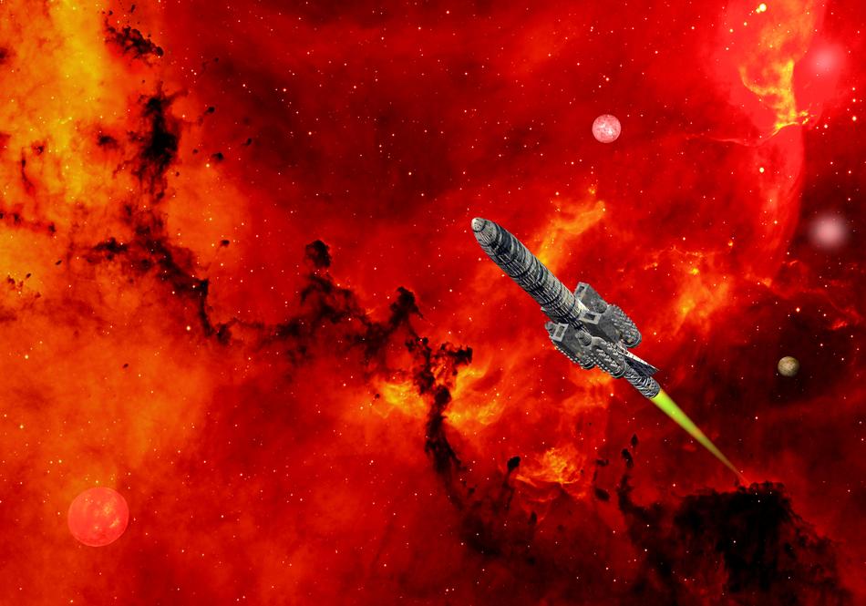 spaceship in galaxy