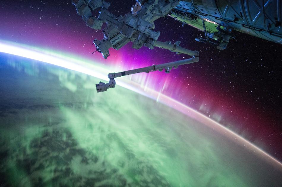Satellite Iss over Northern Lights