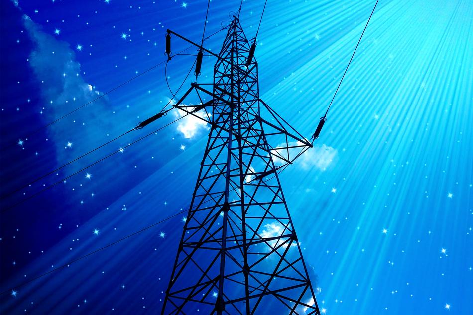 Electric tower on colorful background with the stars