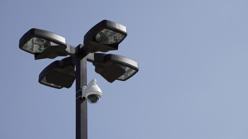 surveillance camera on the street lantern on the highway