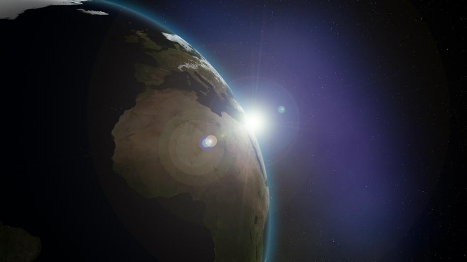 earth in space at sunrise