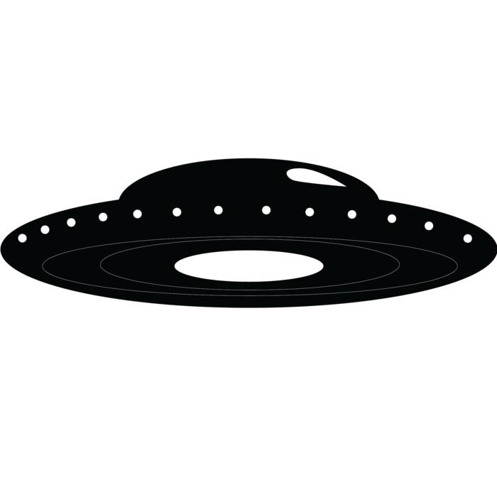 black alien spaceship on white background