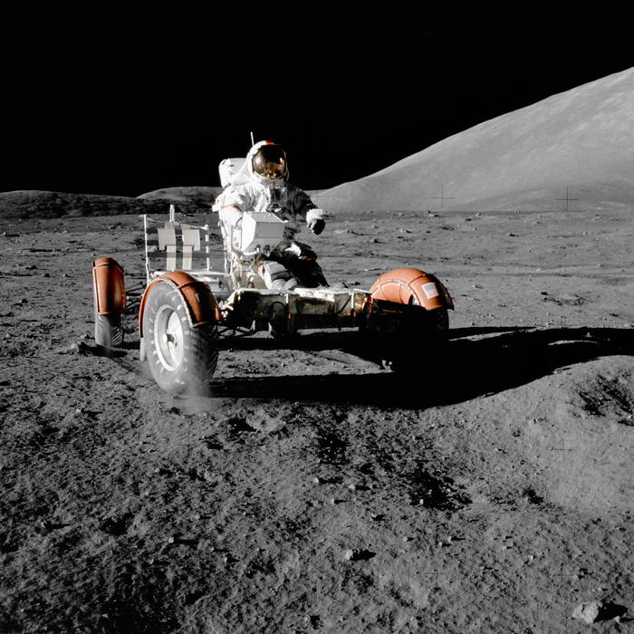 astronaut on a lunar rover