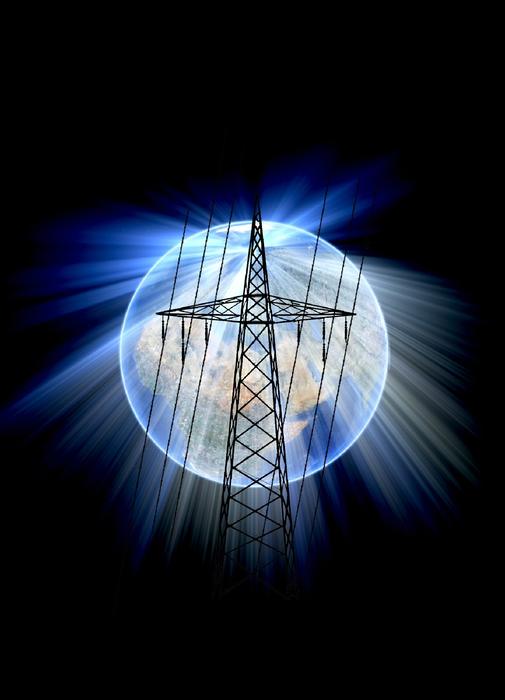 power line at glowing globe drawing