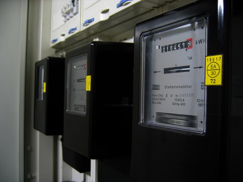 Electricity meter with the indicators on the wall