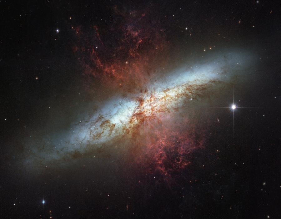 Messier 82 is a starburst galaxy approximately 12 million light-years away in the constellation Ursa Major