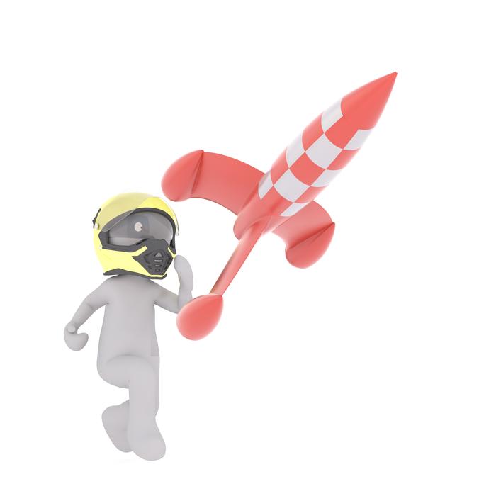 helmet launches a rocket 3d man