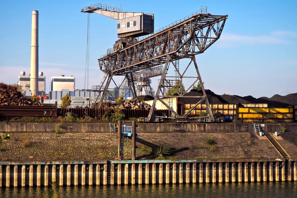 loading crane in the harbor for transporting goods