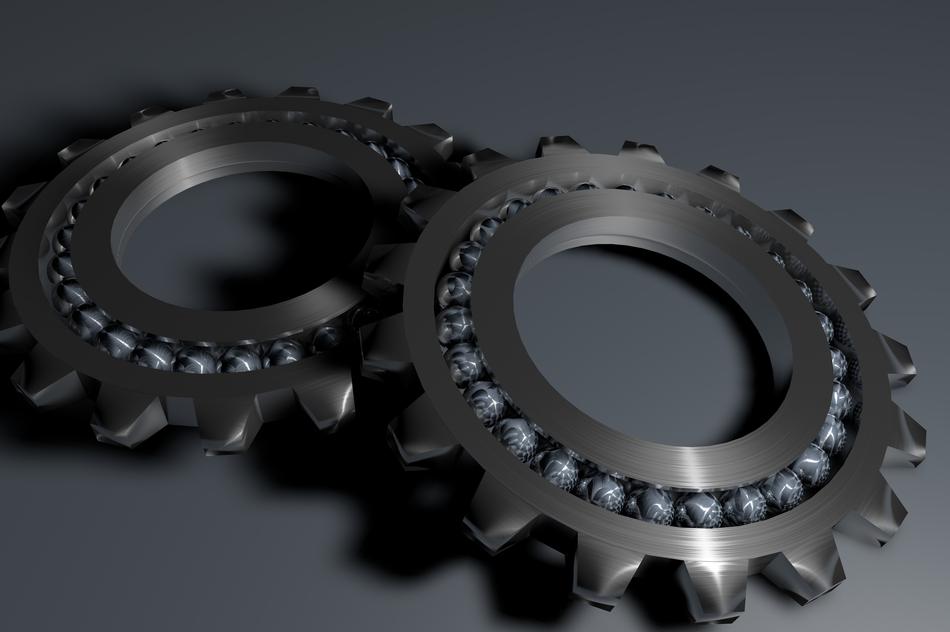 two gear bearings close up