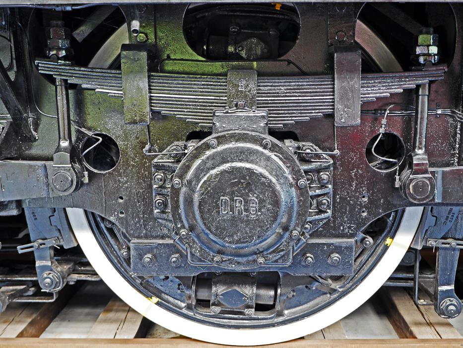 electric locomotive drive axle close-up