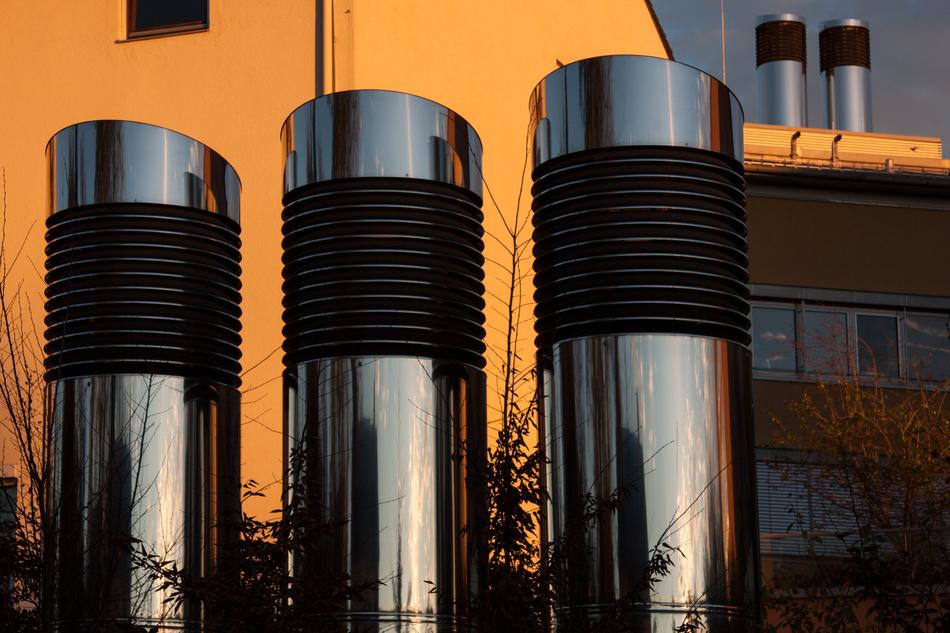 Shiny metallic vent of fireplaces