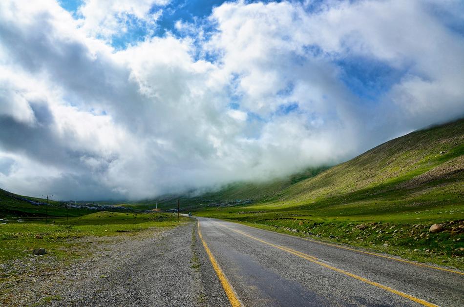 Eastern road and cloud sky