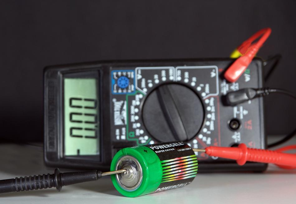 Colorful, empty battery with the numbers and wires