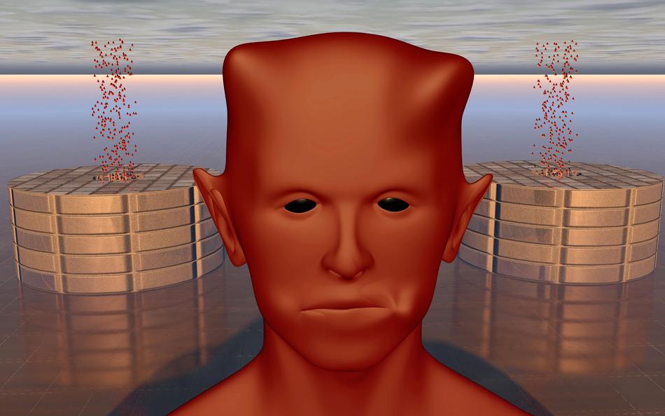 alien planet red face drawing