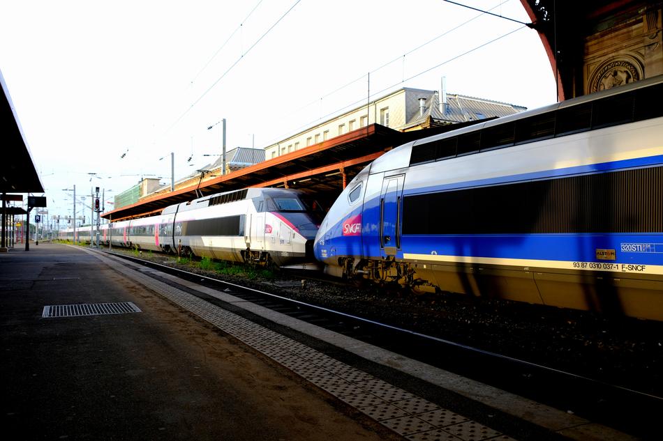 Colorful trains on the beautiful French railway in Tgv 1 and 2 trailer