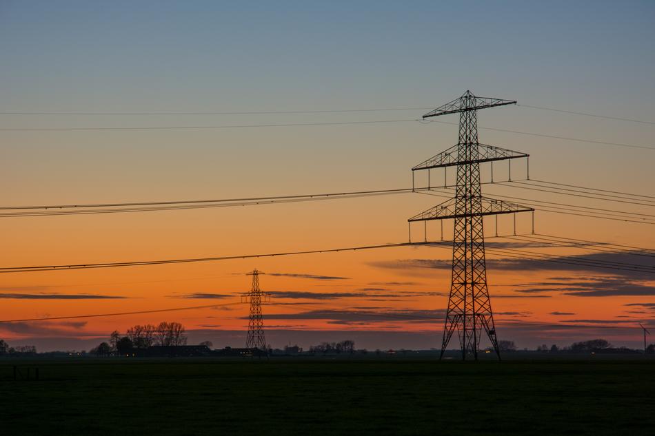 Electric Poles Stream at Nightfall