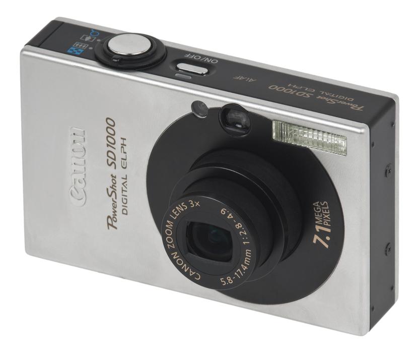Close-up of the beautiful Canon Powershot SD1000 camera, with the buttons