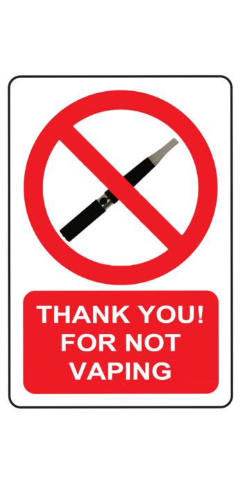 Red, black and white 'Thank You For Not Vaping' sign, clipart