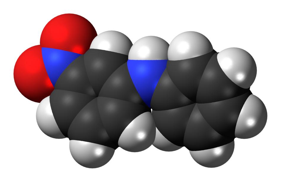 nitrodiphenylamine molecule 3d drawing