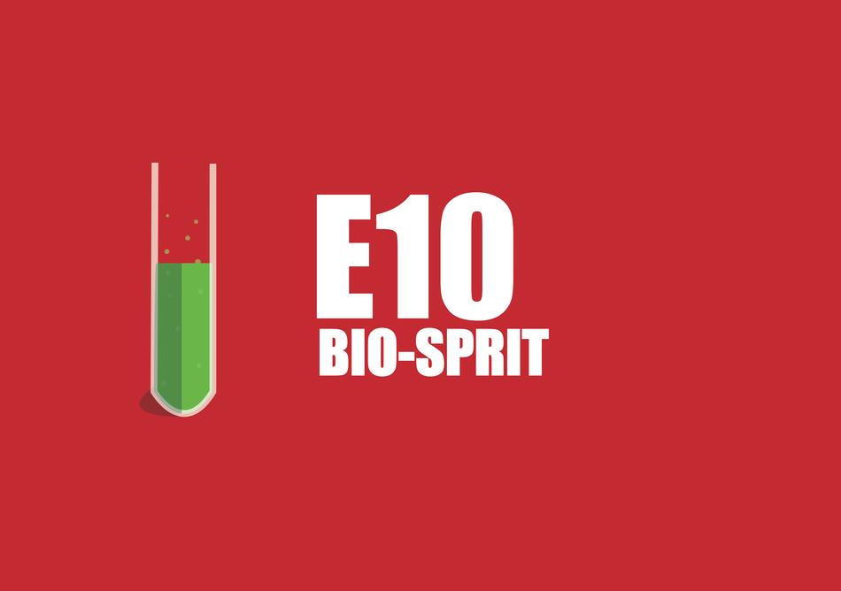 E10 bio-sprit on a red background